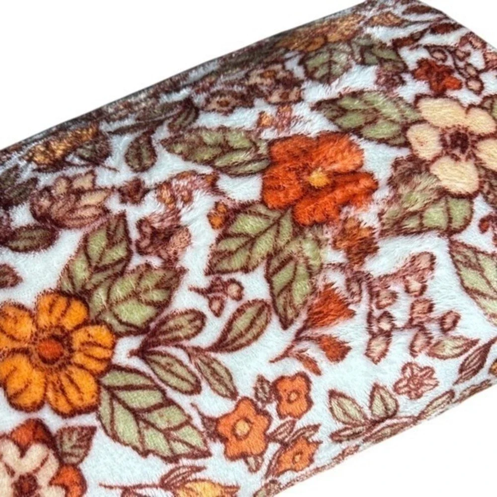 Autumn Floral Retro Orange 5x6 ft Oversized Fall Throw Blanket The Big One NEW